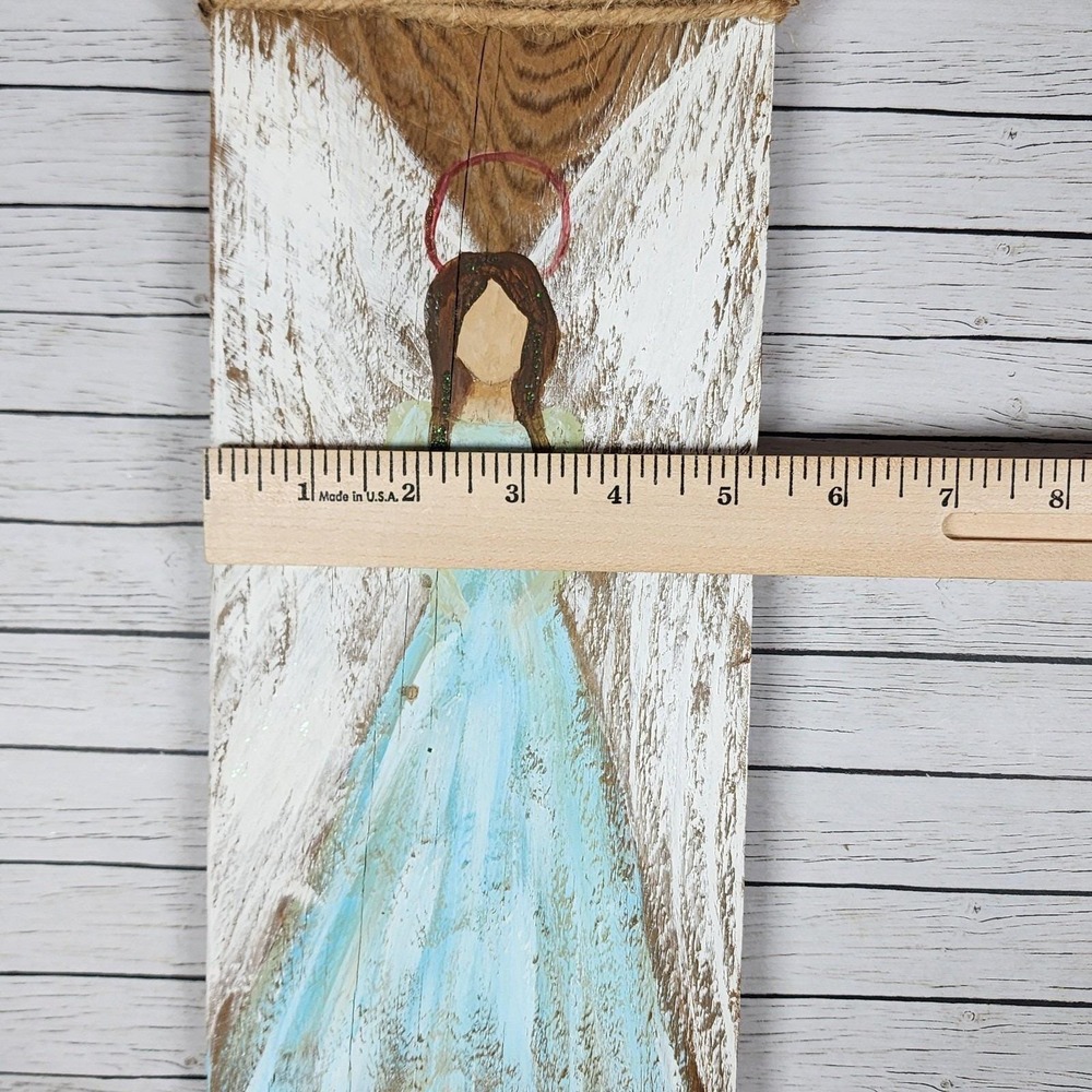 Handmade Wood Angel Wall Plaques Set Of 2 Rustic Primitive Religious Decor - Picture 6 of 9